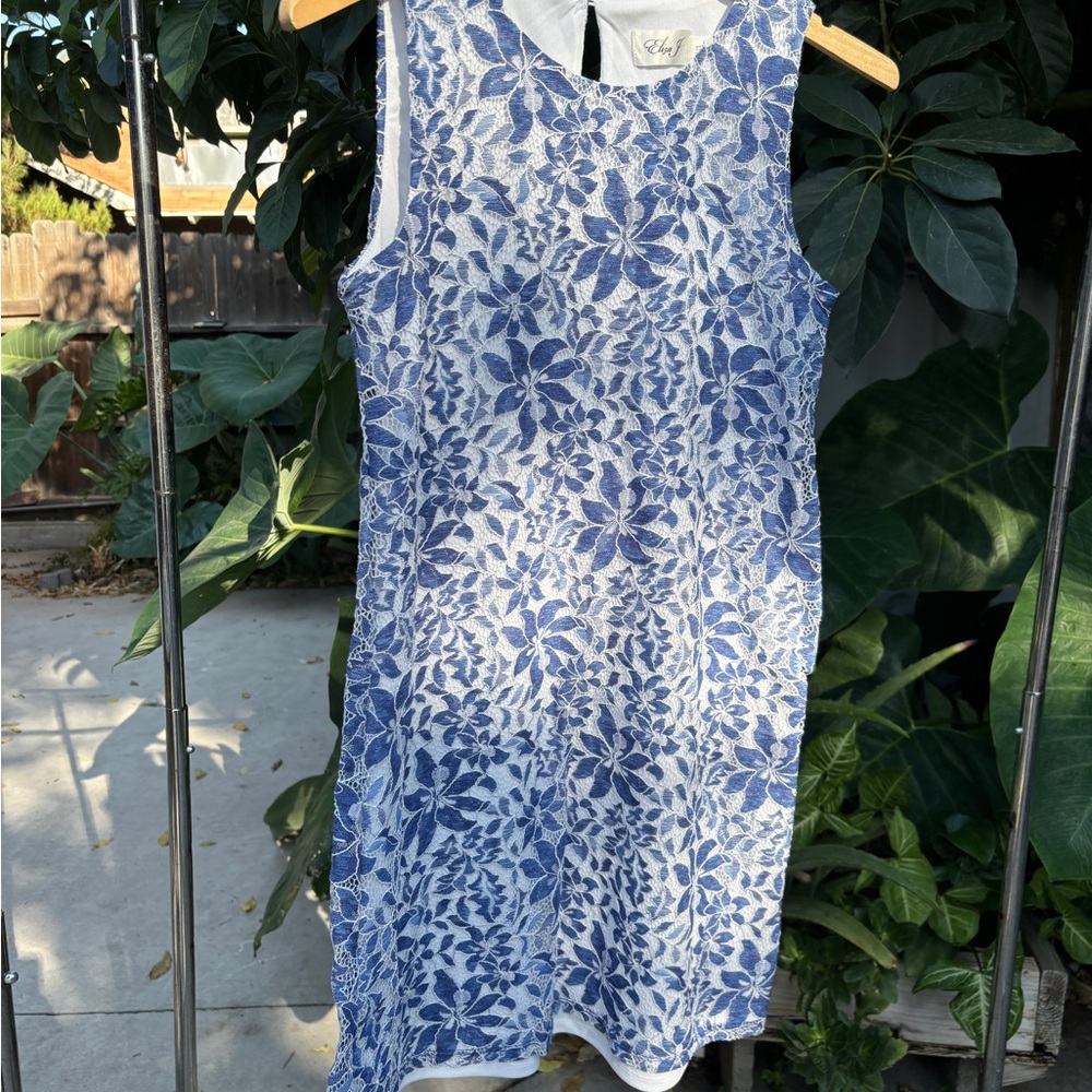 Eliza J Blue and White Floral Mini Dress